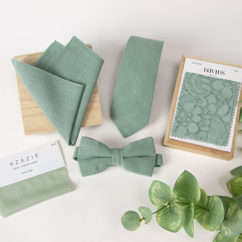 Spring Notion Boys' Linen Blend Bow Tie, Sage Medium - Image 4